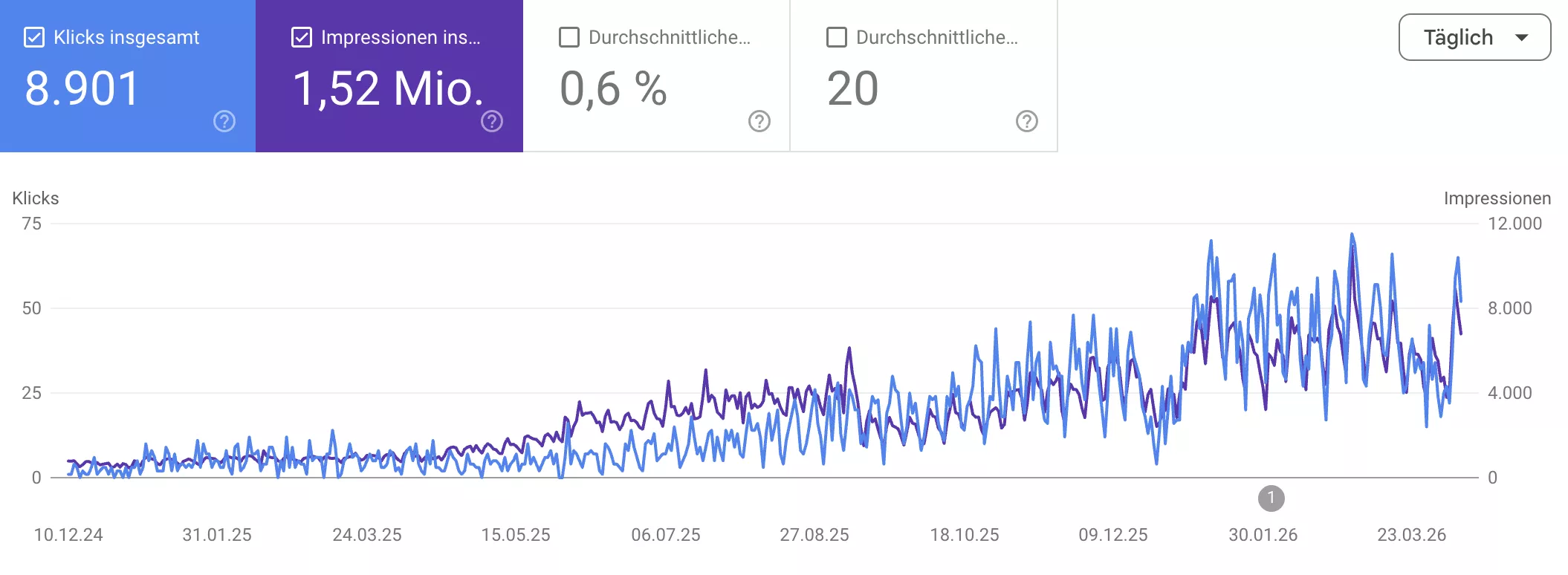 Bewerbung-Schreiber: Von <100 auf 1.000+ Klicks in 12 Monaten: SEO Projekt